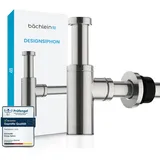 Bächlein Premium Design SiphonUniversal für Waschbecken & Waschtisch [Edelstahl gebürstet] Premium Design Siphon fürs Waschbecken