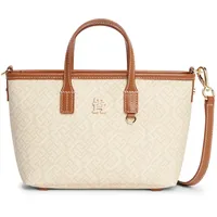 Tommy Hilfiger TH Monoplay Mini Tote Schultertasche Kunstleder Beige/Braun