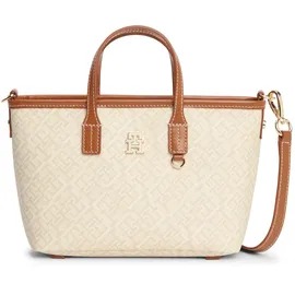 Tommy Hilfiger TH Monoplay Mini Tote Schultertasche Kunstleder Beige/Braun