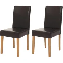 Mendler 2er-Set Esszimmerstuhl Stuhl Küchenstuhl Littau ~ Leder, braun, helle Beine