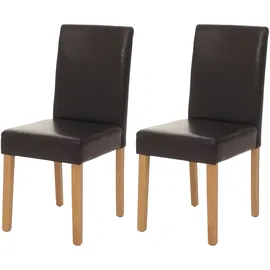Mendler 2er-Set Esszimmerstuhl Stuhl Küchenstuhl Littau ~ Leder, braun, helle Beine