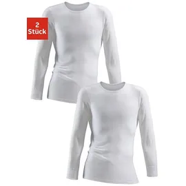 CLIPPER Unterhemd (2-St) schlichtes Basic, Unterziehshirt - in Feinripp, Langarmshirt weiß 3