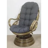 Rattani Rattanstuhl Rattan Drehsessel, Drehwippsessel Linda Fb. darkbrown schwarz