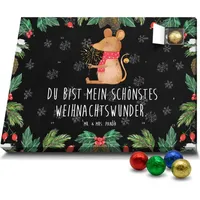 Mr. & Mrs. Panda Schoko Adventskalender Maus Weihnachten - Schwarz - Geschenk, Schokoladen Adventskalender, Mäuschen, Heiligabend, Weihnachtsgruß... - Schwarz