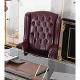 Casa Padrino Luxus Barock Bürostuhl Bordeauxrot / Schwarz / Gold - Höhenverstellbarer Schreibtischstuhl mit edlem Kunstleder - Luxus Büro Möbel im Barockstil - Barock Möbel - Barock Einrichtung