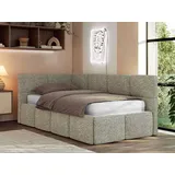 MKS JUGENDBETT ARVO 90/200 - Grau Strukture - Foam-Matratze - Links Seite