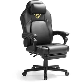Songmics Gaming-Stuhl mit Fußstütze tintenschwarz PC