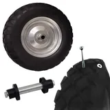 Baumarktplus Schubkarrenrad pannensicher Vollgummi 4.80/4.00-8 grau/schwarz + Achse Ersatzrad Reifen PU