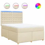 vidaXL Boxspringbett mit Matratze Creme 140x200 cm Stoff