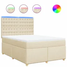 vidaXL Boxspringbett mit Matratze Creme 140x200 cm Stoff