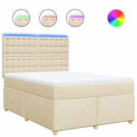 vidaXL Boxspringbett mit Matratze Creme 140x200 cm Stoff