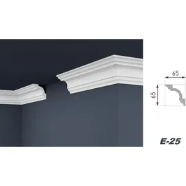 Marbet Design Stuckleisten XPS Styropor weiß - Deckenleisten Deckenstuck Leisten E-Leisten - (50 Meter / 25 Leisten E-25)