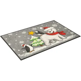 Wash+Dry Fußmatte "Polar Friends", bunt, B:50cm H:7mm L:75cm, Polyamid, WASH+DRY BY KLEEN-TEX, Teppiche, Fußmatte