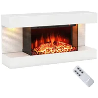 COSTWAY Elektrokamin, mit Heizung & LED-Seitenlichtern, Wandkamin 1500W weiß
