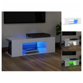 vidaXL TV-Schrank mit LED-Leuchten Hochglanz-Weiß 90x39x30 cm
