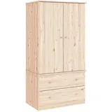 vidaXL Kleiderschrank, Garderobenschrank mit Kleiderstange, Schlafzimmerschrank Schrank mit 2 Schubladen, Holzschrank Flurschrank, Massivholz Kiefer