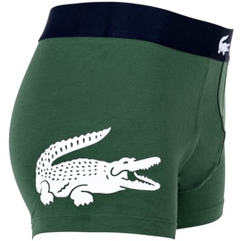 Lacoste Herren Boxershorts, 3er Pack - Classique Lacoste, Trunks, Big Croc Print, Casual, Cotton Stretch Grün/Dunkelblau/Weiß S