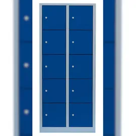 Steelboxx Schließfachschrank 10 Fächer Wertfachschrank Fächerschrank Spind 180x80x50cm Grau/Blau 523521