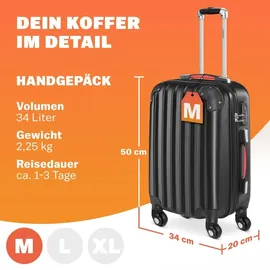 monzana Hartschalen Trolley 4-Rollen Cabin 50 cm / 34 l schwarz