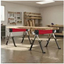 Homcom Arbeitsbock Metall 64-81 cm Rot klappbar 7-fach höhenverstellbar