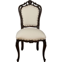 Casa Padrino Luxus Barock Esszimmer Stuhl in leicht Creme/Braun - Hotel Barock Stuhl - Luxus Qualität