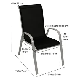 DEGAMO PALAMOS Gartenstuhl 56 x 0 x 95 cm schwarz 4 St.