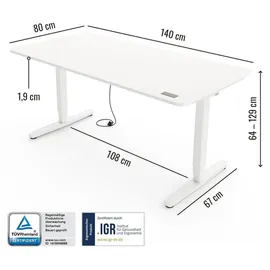 Yaasa Schreibtisch Desk Pro 140 x 80 cm Weiß/Weiß