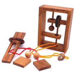 ROMBOL Denkspiele Spiel, Knobelspiel Seilpuzzle-Set mit unterschiedlichen, kniffligen Denkspielen, Holzspiel