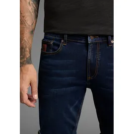 Bruno Banani Jeansshorts BRUNO BANANI "Hutch-Shorts", Jungen, Gr. 42, Länge 32, blau (dunkelblau), Denim/Jeans, Obermaterial: 98% Baumwolle, 2% Elasthan, unifarben, normal kurz, Jeans Jeansshorts, gerade geschnittene kurze Beine, niedrige Leibhöhe