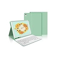 IVEOPPE Tastatur iPad 9. Generation, iPad 10.2" Tastatur mit Hülle (iPad 9./8./7. Generation), Magnetisch Abnehmbarer mit QWERTZ Tastatur für iPad Air 3 und iPad Pro 10.5, Minzgrün