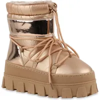 VAN HILL Damen Winter Boots Bequeme Profil-Sohle Schuhe 217516 Rose Gold, 39 - 39