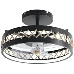 PURLINE LED-Lüfterlampe mit Details in Seiloptik CEILY ROPE