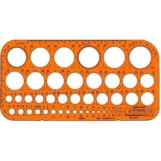Standardgraph Kunststoff-Kreisschablone 1315F orange-transparent Ø 1-36mm 45 Kreise 4014509003123 Standardgraph 1315F