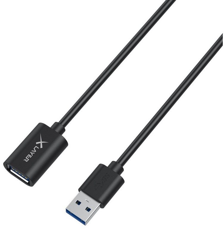 XLAYER Kabel Colour Line Verlängerungskabel USB to USB 1.5 m Smartphone-Kabel, USB Typ A, USB Typ A (150.00 cm) schwarz|weiß