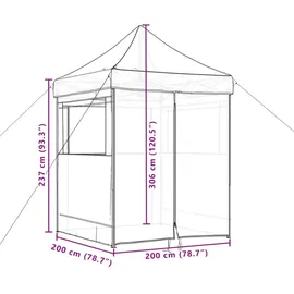 vidaXL Partyzelt Faltbar Pop-Up Beige 200x200x306 cm
