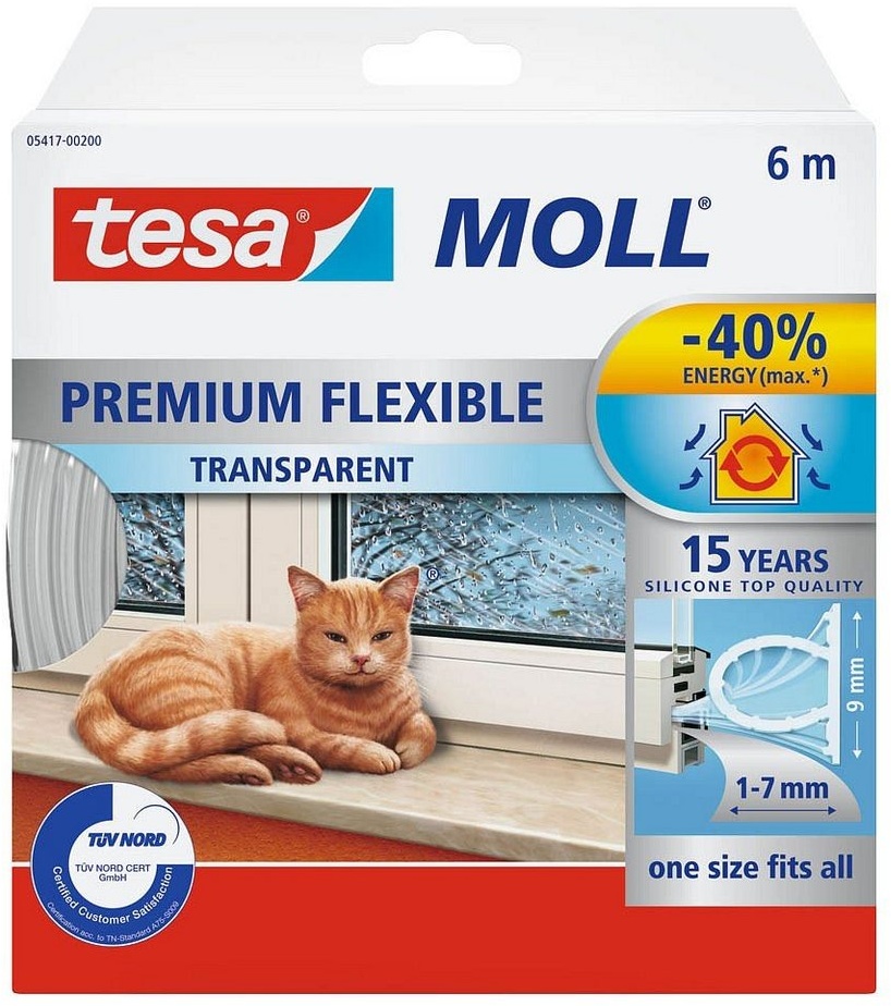 tesa Dichtband tesamoll® Premium Flexible 05417 transparent 9mm x 1-7mm x 6m