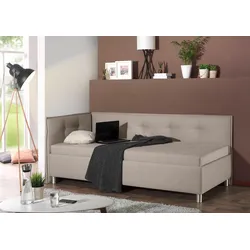 Polsterliege MAINTAL, grau (taupe), B:89cm L:210cm, Komplettbetten, mit Seiten- und Rückenteil