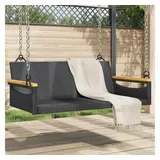 furnicato Gartenbank Hängebank Schwarz 109x62x40 cm Poly Rattan schwarz