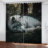 SK-YBB Vorhänge Blickdicht 160x140cm Wolf Thermovorhang Gemustert Blickdichte Vorhänge Tier Vorhang Kinderzimmer 2Er Set Thermo Verdunklungsvorhänge