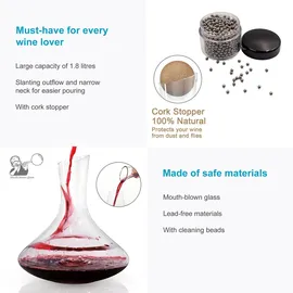 Intirilife Glas Karaffe mit 1.8 Liter Serviergefässe, Transparent