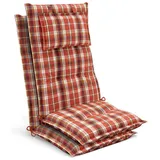 Beautissu Hochlehnerauflage 2x Premium Hochlehnerauflage 120x50x7cm, Orange-Rot-Grün-Kariert, Gartenstuhlauflage Hochlehner - Robuster Stoff & UV-Lichtechtheit grün|orange|rot