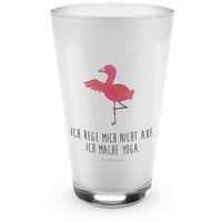 Mr. & Mrs. Panda Glas Flamingo Yoga - Transparent - Geschenk, Yoga-Übung, Latte Macchiato, Premium Glas, Herzliche Motive