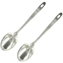 Fackelmann 40693 Servierlöffel, flacher Schöpflöffel, Kochlöffel, Küchenutensil, Suppenlöffel, Edelstahl, Silber, 31,5 x 7 cm