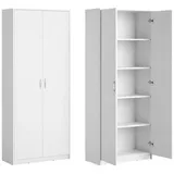 home collective Aktenschrank mit 5 Fächern Mehrzweckschrank Haushaltsschrank in mattem Finish mit 4 Einlegeböden und 2 Türen weiß