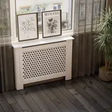 Hago Heizkörperverkleidung Holz 112x19x82cm Weiß Wabenmuster