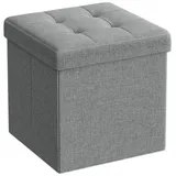 Best for Home Hocker Samt Sitzbank mit Stauraum – faltbar & bis 300 kg belastbar (Einzelartikel, 1 Sitzbank / 1 Aufbewahrungsbank), Klappbar,Mit Stauraum,Gepolstert,Multifunktional,Platzsparend grau