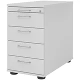 bümö Schreibtisch Schrank abschließbar, Schubladenschrank Holz in grau, Container mit Schubladen - Schubladen Schrank Büro, Schreibtisch Container