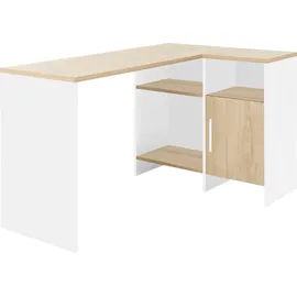 Gami Schreibtisch "Liverpool", weiß (kastanie natur, weiß), B:136cm H:75,7cm T:87,5cm, Tische, Schreibtisch