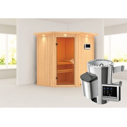KARIBU Sauna »Tuckum«, inkl. 3.6 kW Saunaofen mit externer Steuerung, für 3 Personen - beige