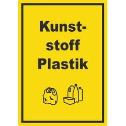 Kunststoff Plastik Mülltrennung Aufkleber Text Symbol shopping bag A3 (297x420mm)